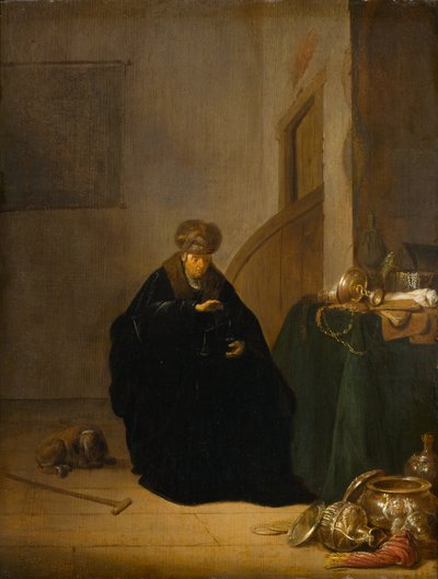 The Gold Weigher, c.1635-1640 (olej na panelu) autorstwa Willem de Poorter