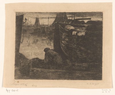 Mężczyzna na nabrzeżu portu Na nabrzeżu (tytuł oryginalny) autorstwa Willem de Zwart (signed by artist)