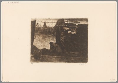 Mężczyzna na nabrzeżu portu Na nabrzeżu (tytuł oryginalny) autorstwa Willem de Zwart (signed by artist)