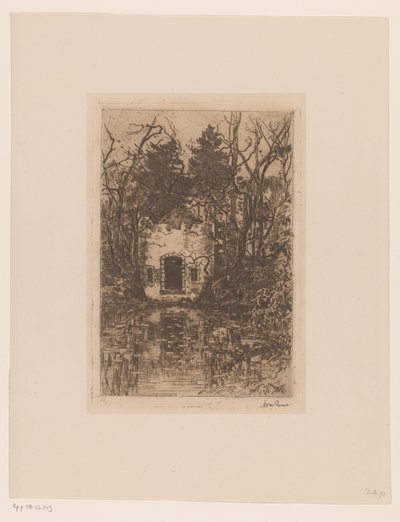 Zrujnuj w stawie Ruiny nad stawem (Lage Vuursche) (tytuł oryginalny) autorstwa Willem de Zwart (signed by artist)