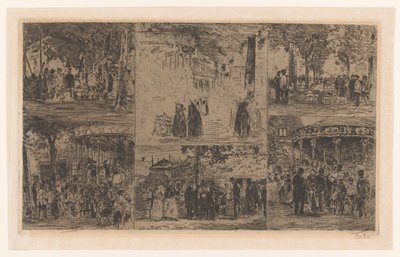 Sześć szkiców dnia targowego i wiejskiego jarmarku autorstwa Willem de Zwart (signed by artist)