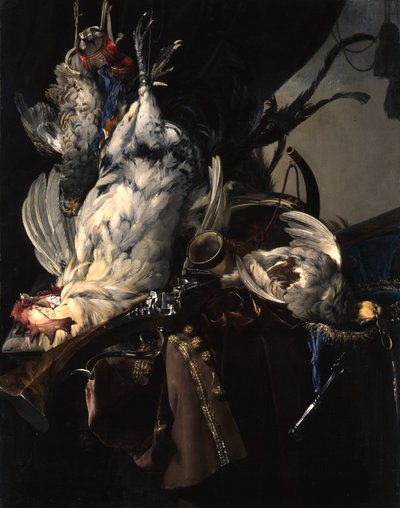 niemiecki: Stilleben mit gelegten Vögeln und Jagdgeräten Martwa natura z dziczyzną i sprzętem myśliwskim autorstwa Willem van Aelst
