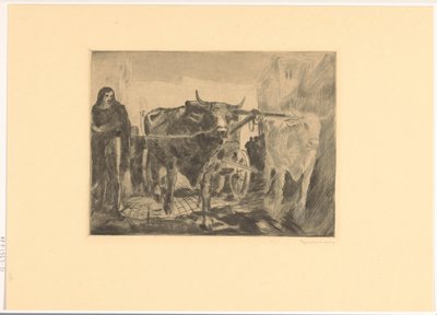 Dwa woły na wóz Wóz wołowy (tytuł oryginalny) autorstwa Willem van Konijnenburg (signed by artist)