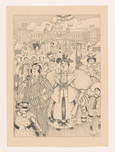 Karykatury żydowskich kąpiących się na plaży Scheveningen autorstwa Willem van Konijnenburg