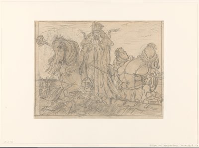 Sinterklaas z dwoma Pietami na dachu autorstwa Willem van Konijnenburg