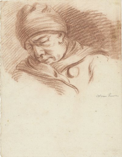 Śpiący mężczyzna w kapeluszu (autoportret?) autorstwa Willem van Leen