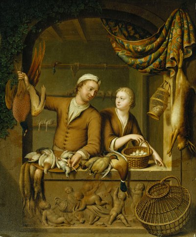 Sprzedawcy drobiu, 1727 autorstwa Willem Van Mieris