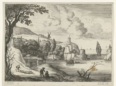 Wioska nad zatoką Włoskie pejzaże (tytuł serii) autorstwa Willem van Nieulandt (II)