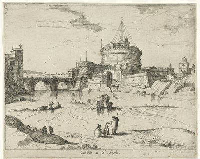 Zamek Świętego Anioła Castello di St. Angelo (tytuł na obiekcie) Widoki Rzymu (tytuł serii) autorstwa Willem van Nieulandt (II)