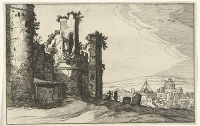 Widok na Rzym z Monte Pincio Rzymskie ruiny i nadmorskie krajobrazy (seria 1) (tytuł serii) autorstwa Willem van Nieulandt (II)