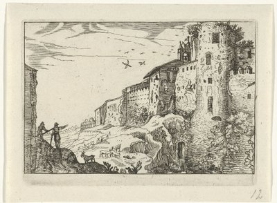 Krajobraz z rzymskimi ruinami Ruiny rzymskie (seria 2) (tytuł serii) autorstwa Willem van Nieulandt (II)