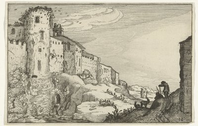 Krajobraz z rzymskimi ruinami Rzymskie ruiny i nadmorskie krajobrazy (seria 1) (tytuł serii) autorstwa Willem van Nieulandt (II)