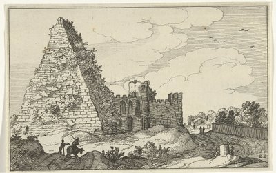 Piramida Gajusza Cestiusza Rzymskie ruiny i nadmorskie krajobrazy (seria 1) (tytuł serii) autorstwa Willem van Nieulandt (II)