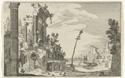 Rzymskie ruiny nad morzem Rzymskie ruiny i nadmorskie krajobrazy (seria 1) (tytuł serii) autorstwa Willem van Nieulandt (II)