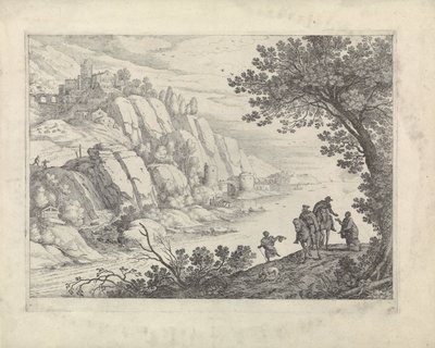 Jeźdźcy i żebracy w krajobrazie autorstwa Willem van Nieulandt (II)