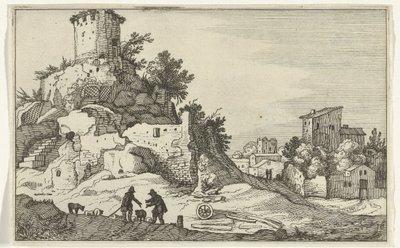 Ruiny wieży Rzymskie ruiny i nadmorskie krajobrazy (seria 1) (tytuł serii) autorstwa Willem van Nieulandt (II)