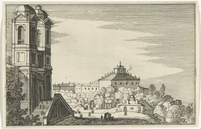 Trinità dei Monti w Rzymie Romeinse ruïnes en kustlandschappen (seria 1) (tytuł serii) autorstwa Willem van Nieulandt (II)