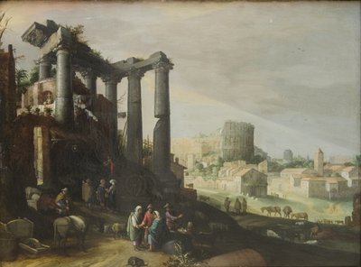 Krajobraz z widokiem na Campo Vaccino w Rzymie autorstwa Willem van Nieulandt d.Y.
