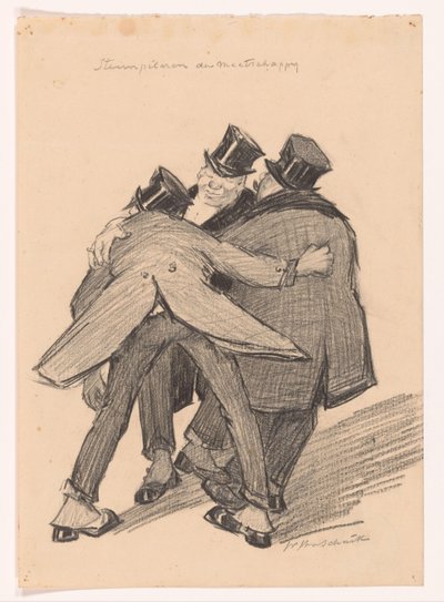 Filary społeczeństwa (oryginalny tytuł na obiekcie) autorstwa Willem van Schaik (signed by artist)