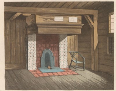Wnętrze domu cara Piotra w Zaandam, 1824 Chata zamieszkiwana przez Czaara peetera de grotena w Zaandam w roku 1697 (...) - La maisonnette habitée par le Czar pierre le grand à Zaandam (...) (tytuł na obiekcie) autorstwa Willem van Senus (possibly)