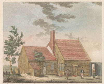 Dom cara Piotra w Zaandam, 1697 La maisonnette habitée par le Czar peirre le grand à Zaandam (...) - Chata zamieszkana przez Czaara Peetera de Grote w Zaandam w roku 1697 / przedstawiona w chwili, gdy Czaar towarzyszył sobie swoim K autorstwa Willem van Senus (possibly)