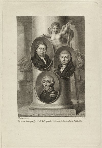 Pomnik z portretami Joan Melchior Kemper, Cornelis Anthony Fannius Scholten, Gijsbert Carel Rutger Reinier van Brienen van Ramerus. NL-HlmNHA 1477 53011449 autorstwa Willem van Senus