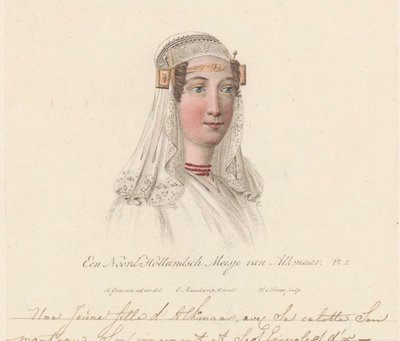 Nakrycie głowy dziewczyny z Alkmaar, 1816 Dziewczyna z Holandii Północnej z Alkmaar / Une Jeune d