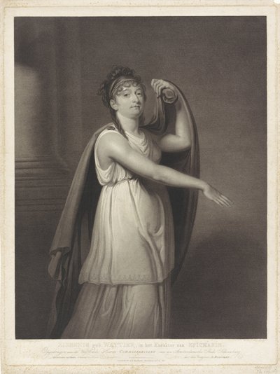 Portret Johanny Cornelii Ziesenis-Wattier Ziesenis ur. Wattier, w postaci Epicharisa (tytuł na obiekcie) autorstwa Willem van Senus