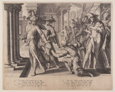 Alegoria sprawiedliwości, płyta 11 z Tronów sprawiedliwości (Thronus Iustitiae) autorstwa Willem van Swanenburgh