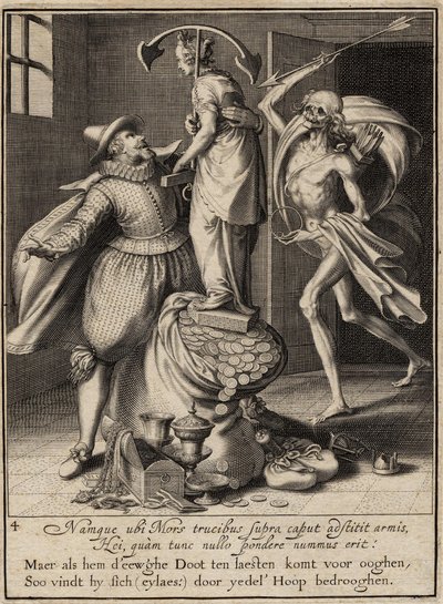 Śmierć ze strzałą, która ma powalić człowieka, 1609 autorstwa Willem van Swanenburgh