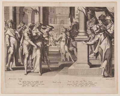 Zuzanna przed Danielem, płyta 3 z Tronów Sprawiedliwości (Thronus Iustitiae) autorstwa Willem van Swanenburgh