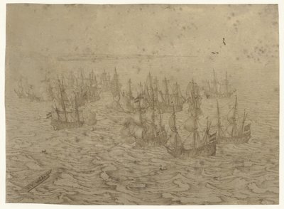 Bitwa morska u wybrzeży autorstwa Willem van de Velde (I) (possibly)