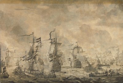 Bitwa między flotą holenderską i szwedzką, w Sund, 8 listopada 1658 autorstwa Willem van de Velde (I)