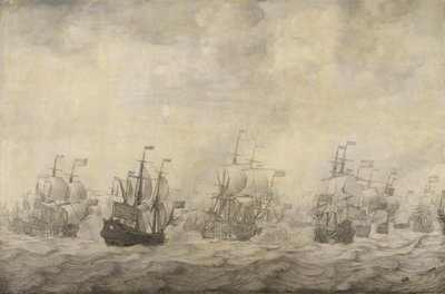 Odcinek z bitwy czterodniowej, 11-14 czerwca 1666, drugiej wojny angielsko-holenderskiej, 1665-67 autorstwa Willem van de Velde (I)