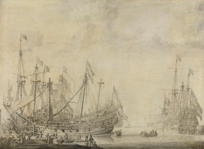 Statki po bitwie autorstwa Willem van de Velde (I)