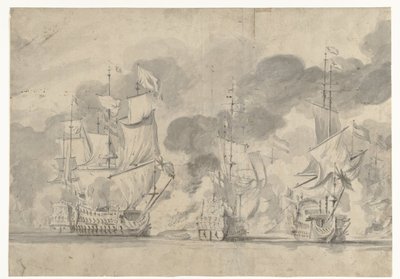 Bitwa pod Lowestoft 13 czerwca 1665 autorstwa Willem van de Velde (I)
