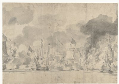 Bitwa pod Lowestoft 13 czerwca 1665 autorstwa Willem van de Velde (I)