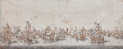 Bitwa pod Fehmarn, ok. 1650 (tusz i pranie na papierze) autorstwa Willem van de Velde