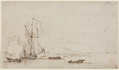 Jacht odbierający salut autorstwa Willem van de Velde