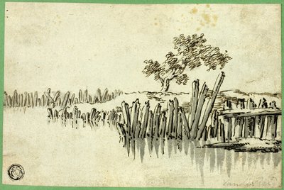 Strumień z palami autorstwa Willem van de Velde I