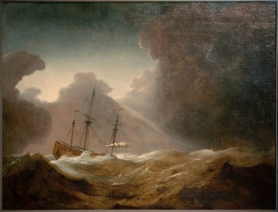 Holenderski statek przed zbliżającą się burzą autorstwa Willem van de Velde the Younger