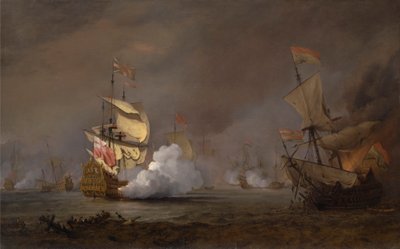 Bitwa morska wojen anglo-holenderskich autorstwa Willem van de Velde the Younger