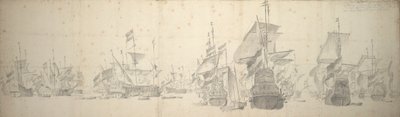 Rada wojenna holenderskiej floty u wybrzeży Terschelling, 7-17 października 1658 r. autorstwa Willem van de the Elder Velde