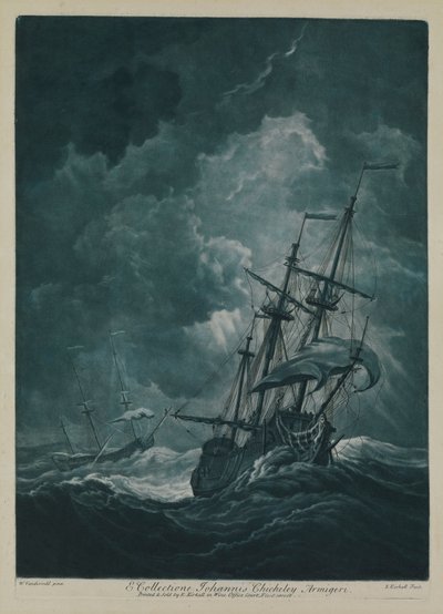 Statek dryfujący w wichurze autorstwa Willem van de the Elder Velde