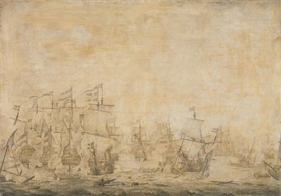 Bitwa między flotą holenderską i szwedzką autorstwa Willem van de the Elder Velde