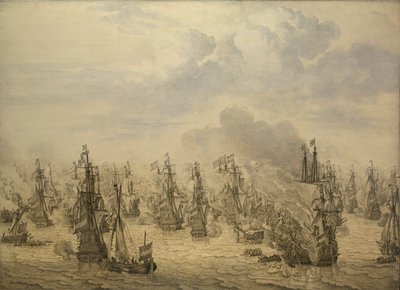 Bitwa o Scheveningen autorstwa Willem van de the Elder Velde