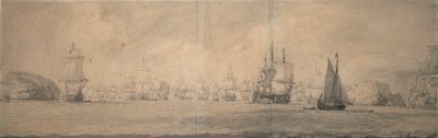 Holenderskie statki indyjskie płynące w kierunku Bok op Raa (Bjaelkero), 25 sierpnia-4 września 1665 r. autorstwa Willem van de the Elder Velde
