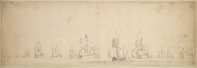 Holenderska flota przed bitwą pod Lowestoft, maj-czerwiec 1665 r. autorstwa Willem van de the Elder Velde