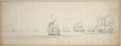 Holenderska flota w drodze do szkockiego wybrzeża autorstwa Willem van de the Elder Velde