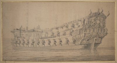 "York", ok. 1674 (grafit, szary pył) autorstwa Willem van de the Elder Velde
